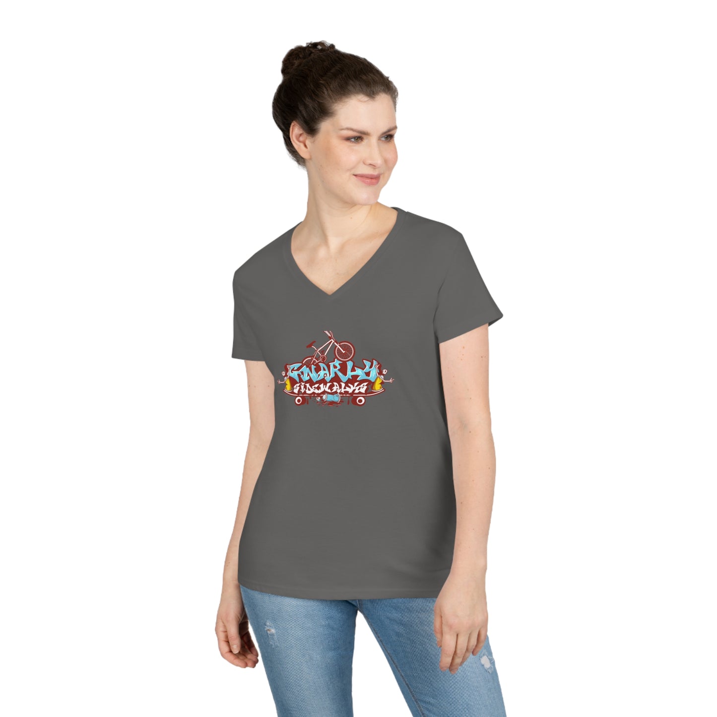 Gnarly Sidewalks - Ladies' V-Neck T-Shirt