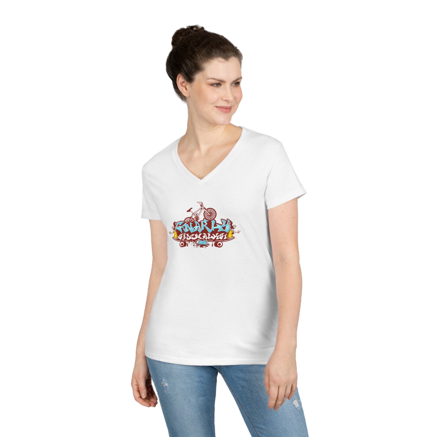 Gnarly Sidewalks - Ladies' V-Neck T-Shirt