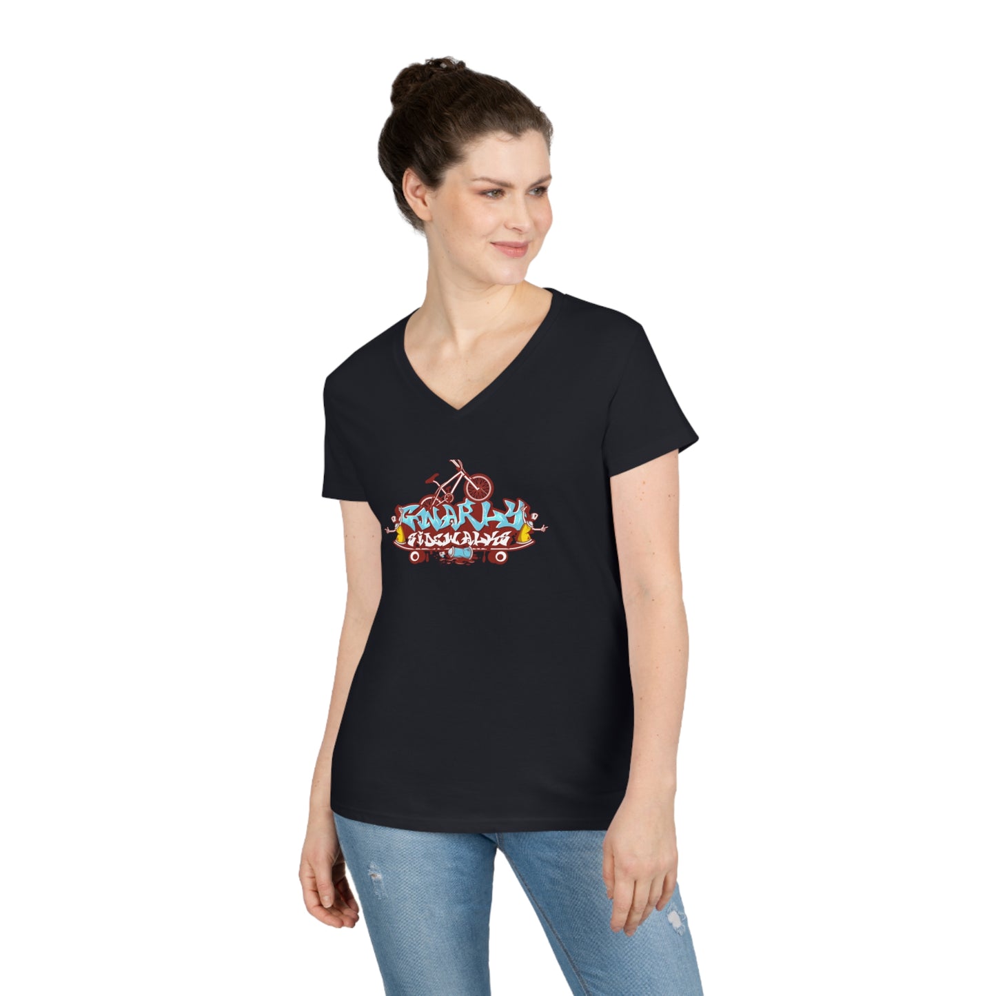 Gnarly Sidewalks - Ladies' V-Neck T-Shirt