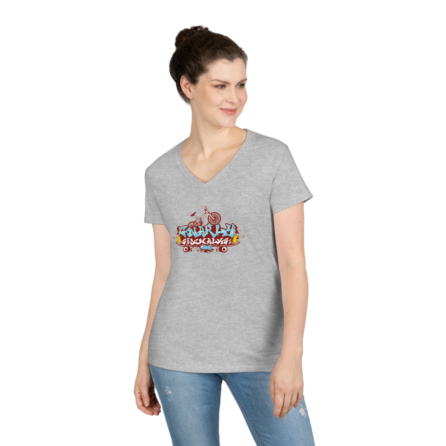 Gnarly Sidewalks - Ladies' V-Neck T-Shirt